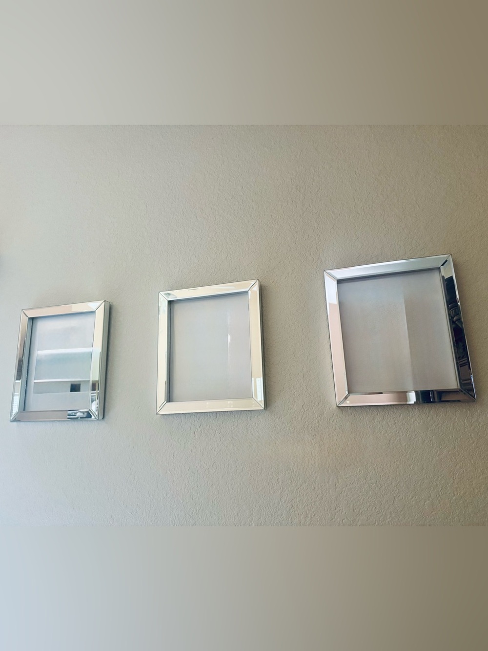 Set of 3 Silver Mirrored Square Wall Mirrors - Brand Unspecified